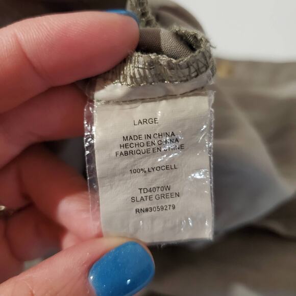 Thread & Supply Women's L Better Days Slate Green Button-Down Mini Shirt Dress - Picture 9 of 11